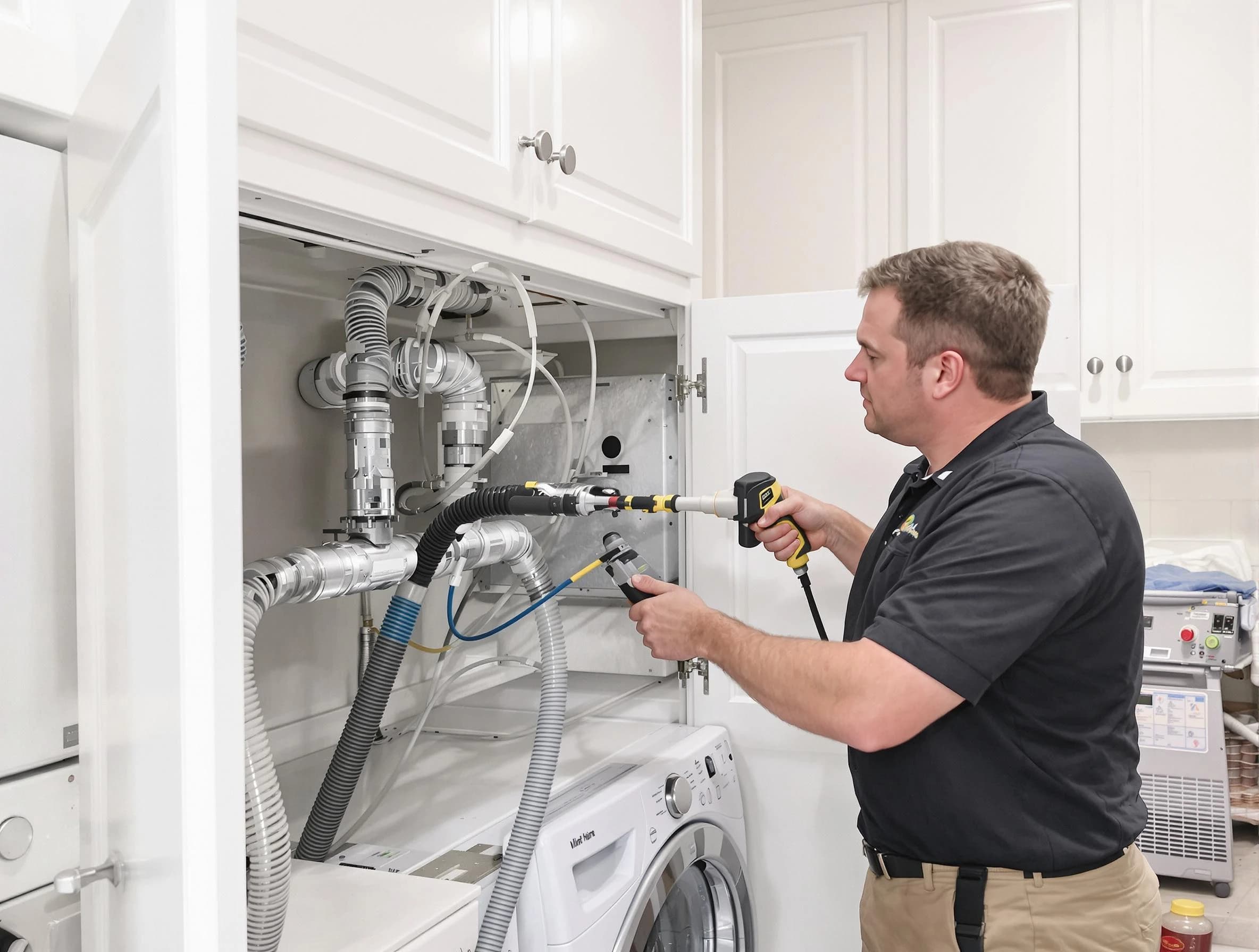 Provo Dryer Vent Cleaning professional removing severe blockage from a clogged dryer vent in Provo