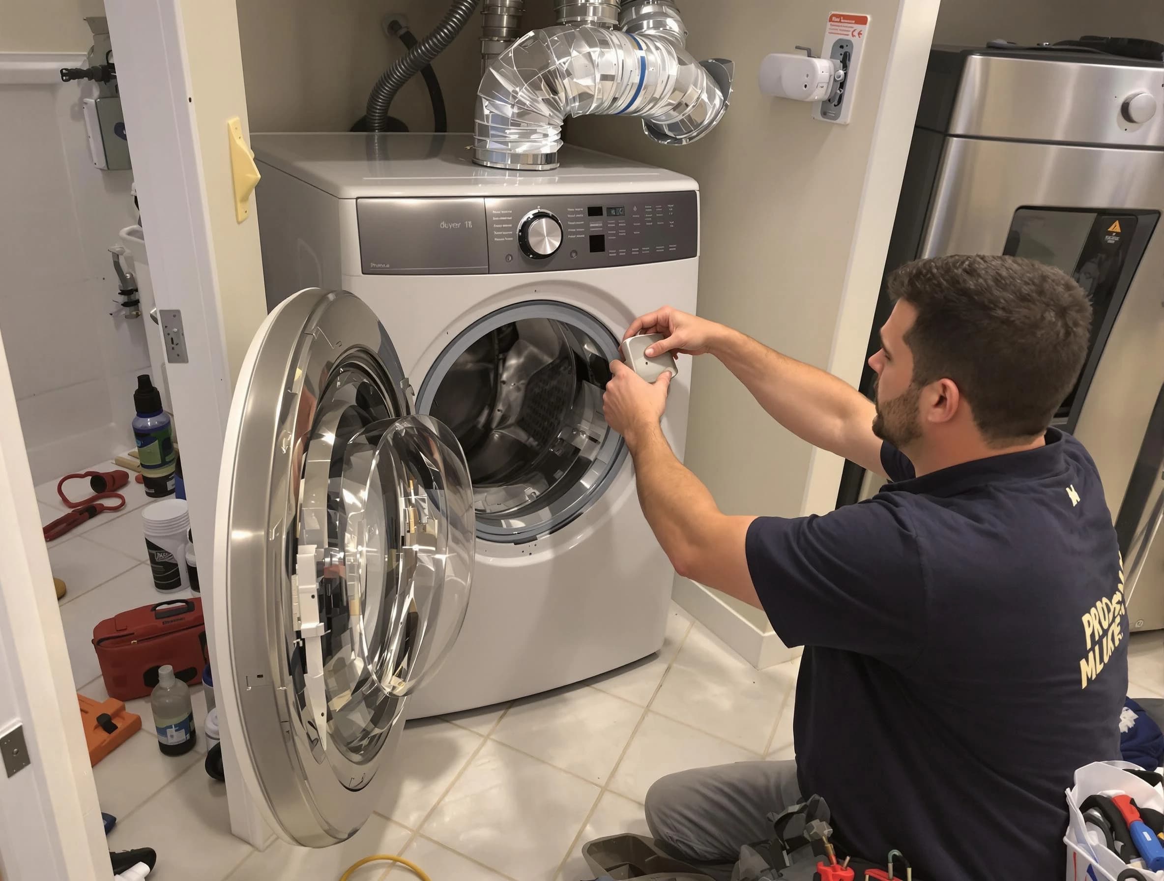 Provo Dryer Vent Cleaning technician performing precise dryer vent hose installation in Provo
