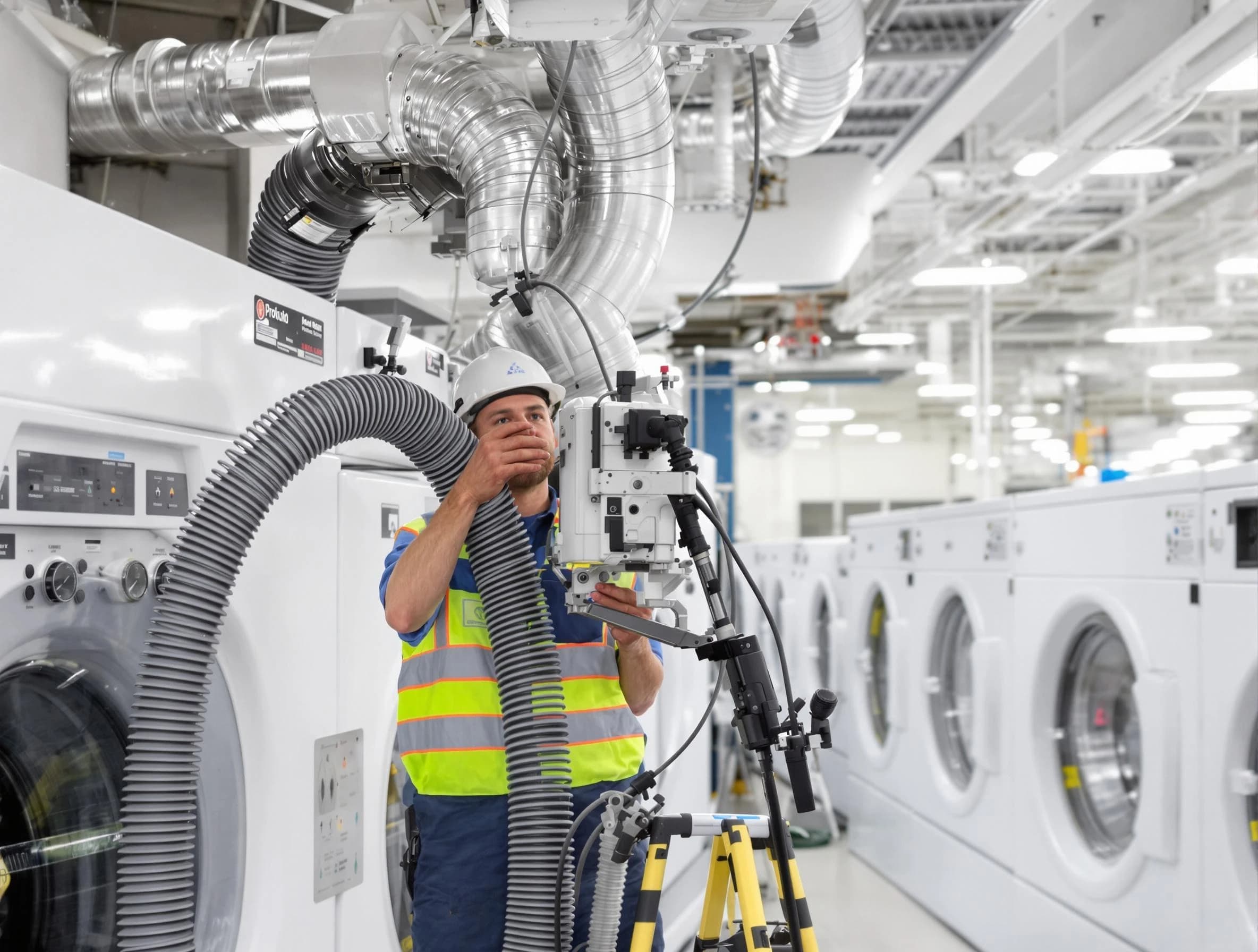 Provo Dryer Vent Cleaning team performing commercial-grade dryer vent cleaning at a business facility in Provo