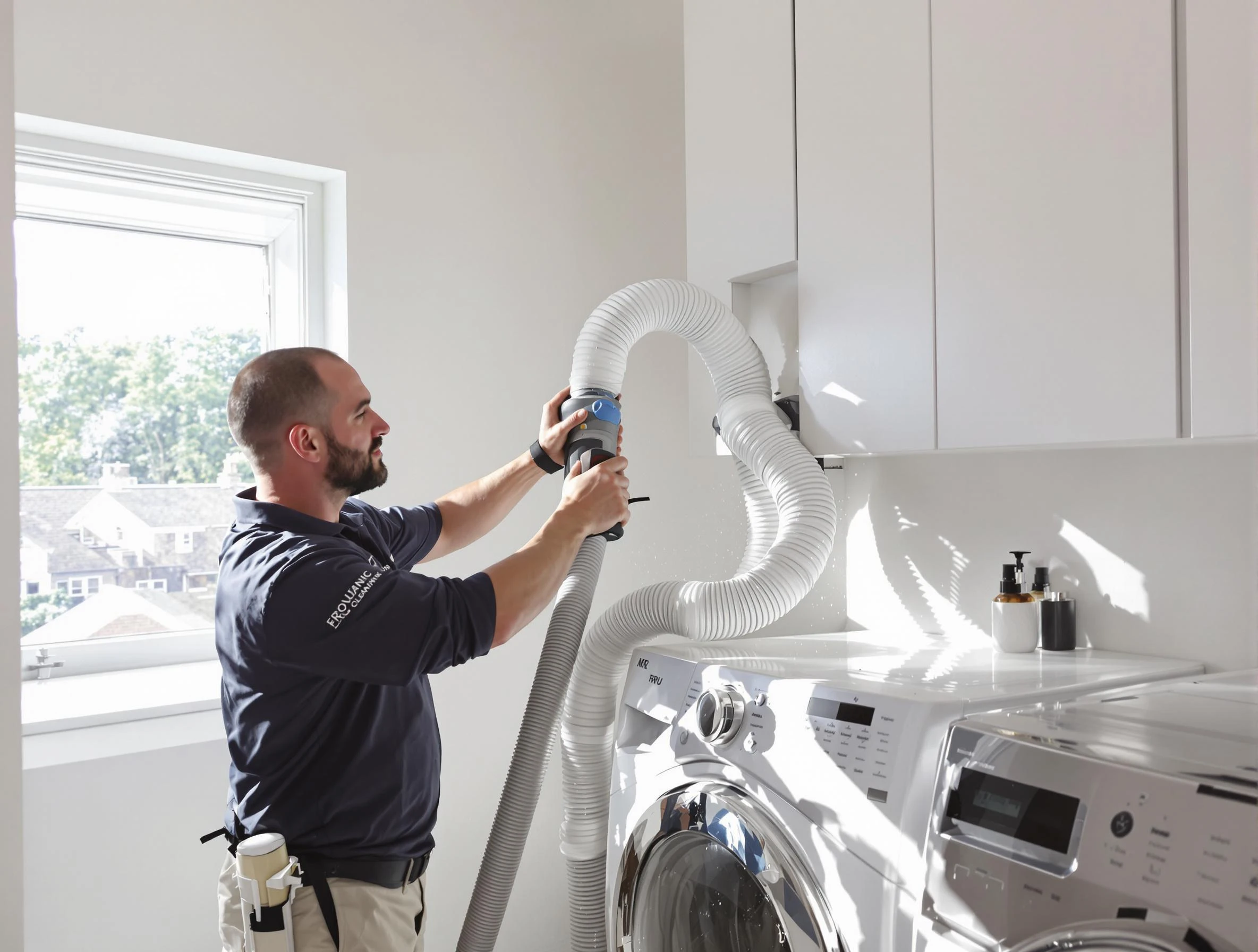 Certified Provo Dryer Vent Cleaning technician performing dryer vent cleaning in Provo